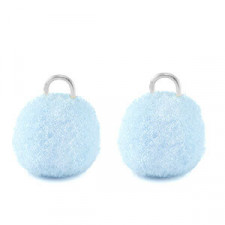 Pompom charm with loop 10mm - Silver-carolina blue